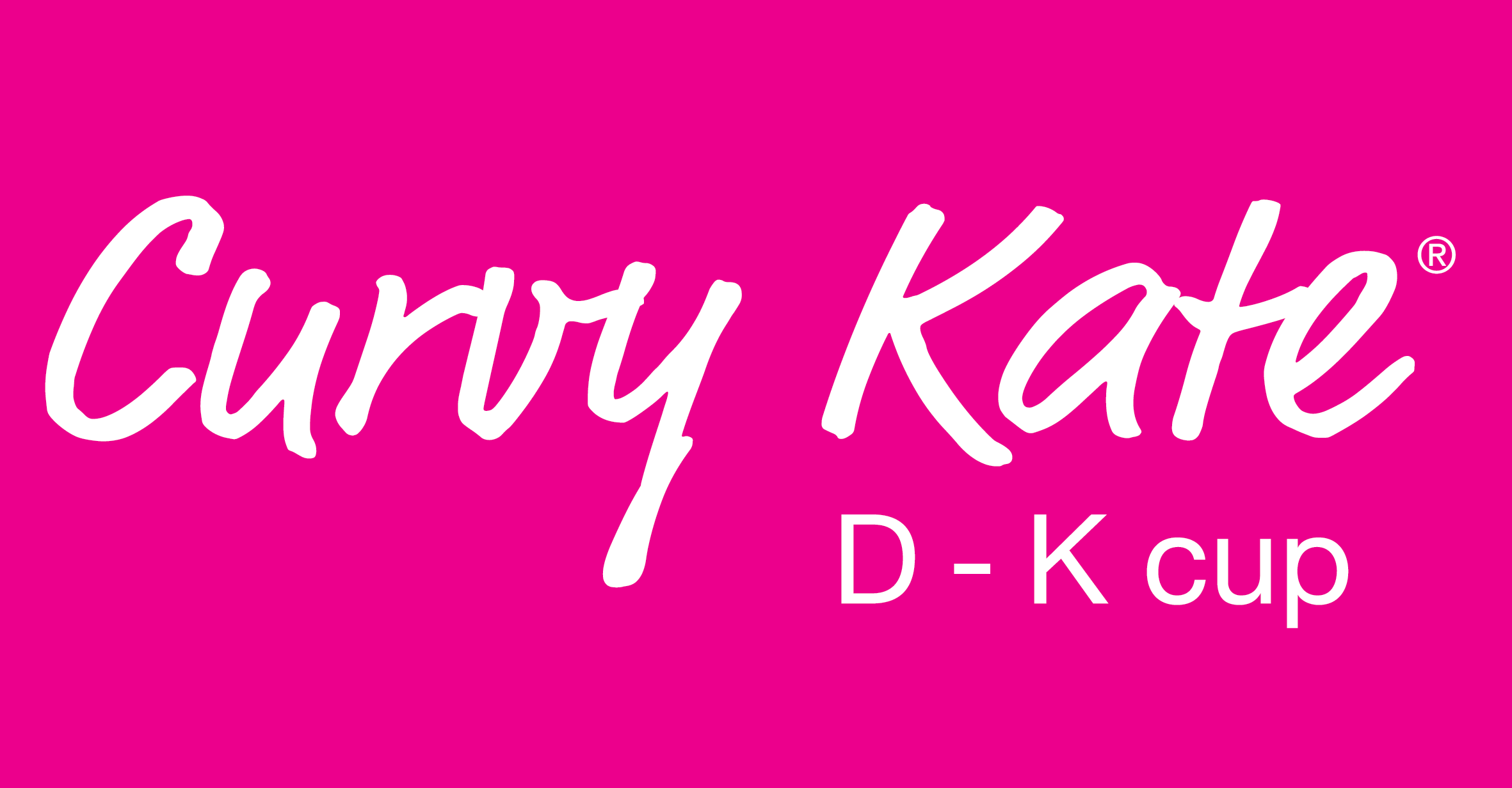 Curvy Kate Logo in white text on pink background